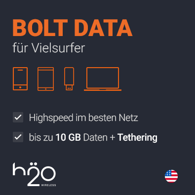 H2O Bolt Prepaid Daten SIM USA